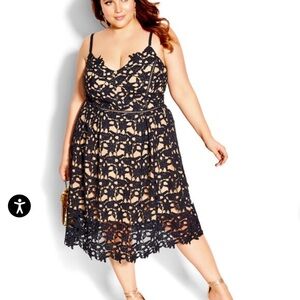 City Chic Navy Lace Detail Dress